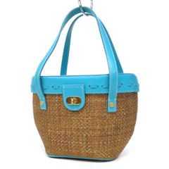 美品】rafe newyork かごバッグ トートバッグ ブルー×ブラウン - メルカリ