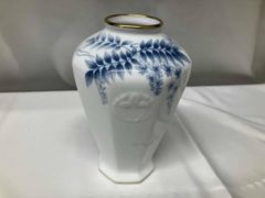 ボックス付属 未使用保管品 大倉陶園 金蝕呉須 鶴鯉紋 花生 花瓶
