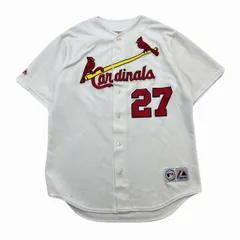 MLB ゲームシャツ ベースボールシャツ メンズ L ホワイト 半袖 USA製 カージナルス ローレン #27 Cardinals Rolen majesticのサムネイル