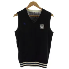 パーリーゲイツ PEARLY GATES 18AW ベスト ニット 2 黒 ノースリーブ ワッペン 千鳥格子 /GGのサムネイル