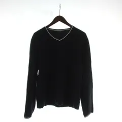 カルバンクラインジーンズ Calvin Klein Jeans ニット セーター  M 紺 ネイビー Vネック 長袖 ライン入り /RKのサムネイル