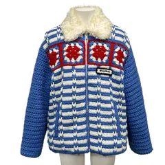 miumiu(ミュウミュウ) ブルゾン サイズ42 XS メンズ ブルー×白×レッド ニット/中綿/冬物/ジップアップ ウールのサムネイル