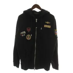 ディーゼルブラックゴールド DIESEL BLACK GOLD ジップアップパーカー 上着 M 黒 長袖 ワッペン フード 00E10300478-BF03 /GGのサムネイル