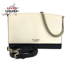 美品 Kate Spade ケイトスペード ホワイト ブラック シルバー金具 レザー ハンドバッグ ショルダーバッグ 2WAY レディース 602319【中古】