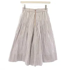 シーバイクロエ SEE BY CHLOE スカート 34 白 茶 ストライプ柄 ひざ丈 フロントジッパー /JPのサムネイル