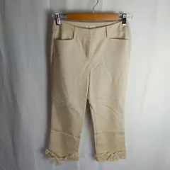 M1-03414【Women】 TO BE CHIC (トゥー ビー シック) パンツ 七分丈 (S相当) / ベージュ 大腿にシミ、裾スレあり、装飾外れかけ K-春秋のサムネイル