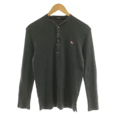 バーバリーブラックレーベル BURBERRY BLACK LABEL Tシャツ カットソー 長袖 ヘンリーネック 刺繍 3 グレー BMV24-708-06 /KU