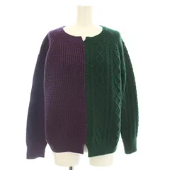 ポールスミス PAUL SMITH バイカラー ニット ウール セーター 長袖 M 紫 グリーン PSSW1751 /☆Gのサムネイル