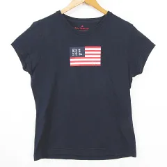 ポロジーンズ ラルフローレン POLO JEANS Tシャツ カットソー 半袖 綿 M ネイビー ロゴ 星条旗 ラインストーン  kz15418のサムネイル