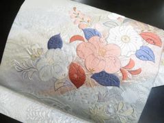 名古屋帯 正絹 西陣織 唐織 引箔 白 中古 花丸 【mm528】 - メルカリ