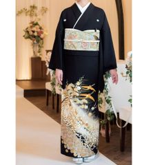 身丈170 黒留袖 袋帯 セット 正絹 金彩 銀彩 五つ紋 作家物 1002