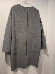 エヴァムエヴァ evam eva L プレスウールロングコート ノーカラー
