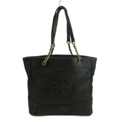 トリーバーチ TORY BURCH トートバッグ ワンショルダー レザー キルティング ロゴ エンボス加工 黒 ブラック /XZ ■GY11