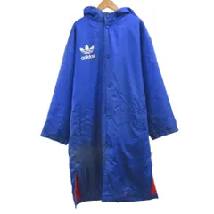 アディダス adidas ベンチコート 160 青 ブルー 赤 レッド フード付き 長袖 ロング丈 /NP ■GY06