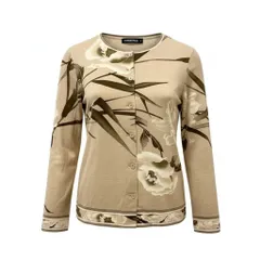 83b26 LEONARD レオナール ロングスリーブカーディガン 美しい花柄プリント 0369107 Lサイズ ベージュ レディース 女性用u02tのサムネイル