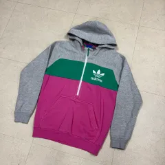 アディダス オリジナル カラーブロック ハーフジップ フーディー