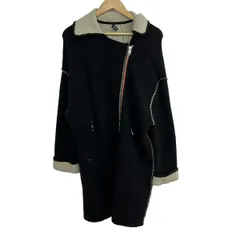 DIESEL(ディーゼル) コート サイズS レディース美品  - 黒×ベージュ×レッド ニット/長袖/ジップアップ/秋/冬のサムネイル