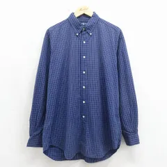 XL/古着 ラルフローレン 長袖 ブランド シャツ メンズ 90年代 90s ワンポイントロゴ BLAKE 大きいサイズ ロング丈 コットン ボタンダウン 紺他 チェック 26may11のサムネイル