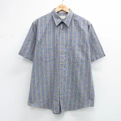 XL/古着 アロー 半袖 シャツ メンズ 90年代 90s 紺他 チェック 26may11のサムネイル