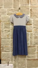 M01 サエグサ　子供服ワンピース　リボン　ブルーのサムネイル
