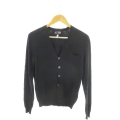 アルマーニ ジーンズ ARMANI JEANS カーディガン S 紺 ネイビー Vネック 長袖 胸ポケット ロゴ 98970 /MN16 ■GY18のサムネイル