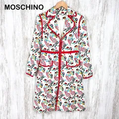 MOSCHINO モスキーノ 花柄 総柄 ロングジャケット コート ホワイトのサムネイル