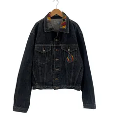 希少 北斎タグ KENZO JEANS ケンゾージーンズ ブラックデニムジャケット Gジャン フェザー柄 表記F メンズ ヴィンテージのサムネイル