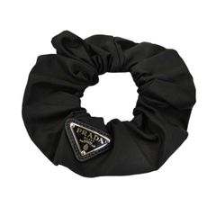 美品 PRADA プラダ ベロア シュシュ ヘアゴム ヘアーアクセサリー 黒