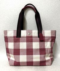 COACH コーチ トートバッグ チェック柄 大容量 ストロベリーピンク 