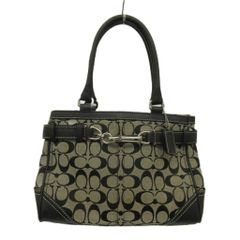 コーチ COACH ハンドバッグ トート キャンバス レザー シグネチャー 黒