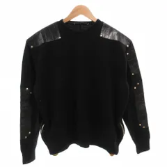 ジバンシィ GIVENCHY ニット セーター レザー切替 クルーネック 長袖 S 黒 ブラック /FF ■GY57のサムネイル