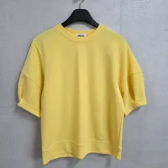 レディース イエロー リンクル 半袖 スウェット Tシャツ F JJ2053のサムネイル