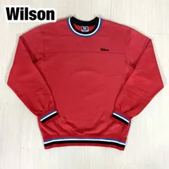 Wilson ウィルソン 刺繍ロゴ リンガースウェット トレーナー L相当 レッド 赤 裏地パイル 着丈69cm 肩幅52cm 身幅(脇下)53.5cm 袖丈61.5cm【古着】のサムネイル
