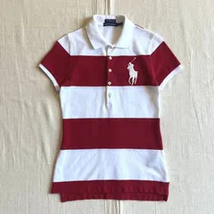 00s　archive　Ralph Lauren　ラルフローレン　半袖ポロシャツ　THE SKINNY POLO　鹿の子コットン生地　ビッグポニーロゴ刺繍　コンパクト　スリム　ピチTシルエット　ホワイト×レッド　太ボーダー柄　S　Y2K　平成ギャル　swag