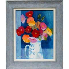 高山辰雄、【花】、新品高級額 額装付、年代物・希少画集画、状態良好