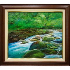 川島実 流れ（奥入瀬）肉筆油彩画 - メルカリ
