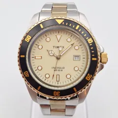 TIMEX INDIGLO タイメックス ダイバーズウォッチ クオーツ CR2016 CELL 腕時計 シルバー ゴールド 白文字盤 【12644】のサムネイル