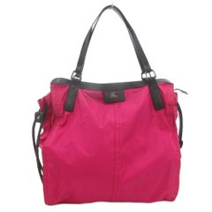 希少 BURBERRY ナイロン×レザー トートバッグ ノバチェック レッド