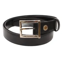 ブルガリ BVLGARI ベルト スムースレザー スクエアバックル ロゴ 110/44 黒 ブラック /JS ■GY11のサムネイル