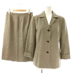 バーバリー ロンドン BURBERRY LONDON セットアップ テーラードジャケット スカート チェック柄 千鳥格子 40 ベージュ ブラウン /DO ■GY18のサムネイル