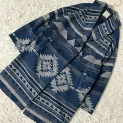DENIFITS 総柄コート ブルー L カジュアル オシャレ キレイめのサムネイル