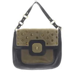 ロンシャン LONGCHAMP ハンドバッグ レザー 切替 黒 ブラック 茶