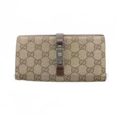 GUCCI グッチ GG柄 ジャッキー 長財布 キャンバス レザー ブラウン