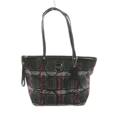 コーチ COACH トートバッグ タータンシグネチャー柄 黒 紫 グレー F17712 /MI ■GY11