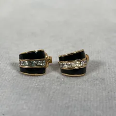 【管2605-295】Christian Dior クリスチャンディオール イヤリング ラインストーン ブラック ゴールド レディース アクセサリーのサムネイル