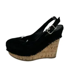 Gianvito Rossi(ジャンヴィト・ロッシ) サンダル 38 レディース - 黒 ウェッジソール/アウトソール張替済のサムネイル