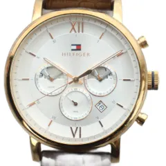 トミーヒルフィガー TOMMY HILFIGER 腕時計 ウォッチ クォーツ クロノグラフ カレンダー付き 白文字盤 ゴールド色 ■GY18 /MQのサムネイル