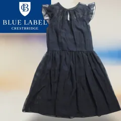 BLUE LABEL CRESTBRIDGE ブルーレーベル クレストブレッジ チェック フレンチスリーブ シフォン ジョーゼット ワンピース ドレス 結婚式 二次会 パーティ ネイビー▲120▼90429t01のサムネイル
