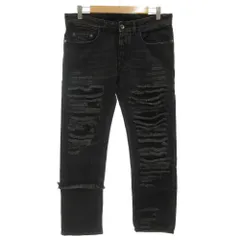 ディーゼルブラックゴールド DIESEL BLACK GOLD デニムパンツ ジーンズ ボタンフライ ダメージ加工 カットオフ 切替 28 黒 ブラック TYPE-2510 /GV ■GY19のサムネイル