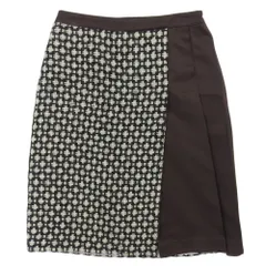 超美品 ミュウミュウ MIUMIU 90年代 ヴィンテージ 旧タグ ウール×シルク 切替 ひざ丈 スカート 38 レディース Mのサムネイル